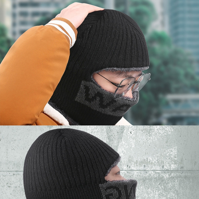  闪电客帽子秋冬季男女毛线帽旅游保暖神器针织头套面罩围巾一体护耳