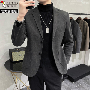 啄木鸟男士休闲西服新款高级感商务正装韩版修身西装外套上衣单件