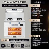 旺厨好太太 750MM小尺寸新款集成灶 侧吸大吸力变频抽油烟机燃气灶蒸烤消家用烟灶消一体灶套装 自动清洗天然气