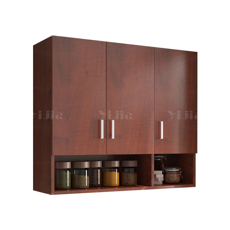 翌嘉YJ4122528 吊柜墙柜壁柜阳台柜客厅厨房卧室储物收纳柜 红色三门带底柜 900*300*800