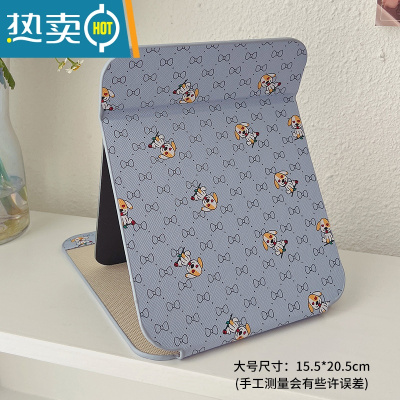 敬平大号复古化妆台式梳妆镜子公主镜折叠便携网红简约随身宿舍桌面女 蓝色大号便携式用镜