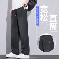 天丝仿牛阔腿裤男夏季轻薄时尚潮牌宽松版型直筒莱赛尔休闲裤新款