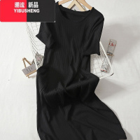 YIBUSHENG特大码300斤慵懒风宽松过膝短袖连衣裙女胖MM休闲遮肉打底长裙2