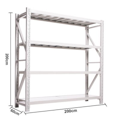 仓储货架加厚200kg/层中型仓库库房置物架家用储物架长200宽60高200cm四层