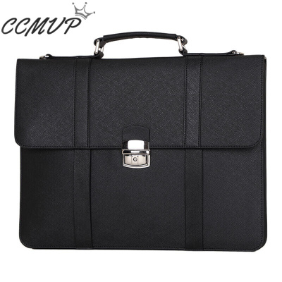 CCMVP品牌自营质量保证-CCMVP公文包男商务手提包休闲包单肩包大容量真皮牛皮简约手拿薄款男包黑色默认颜色