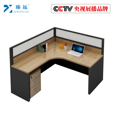 臻远办公桌职员办公室隔断屏风卡座 L字型单人位含柜