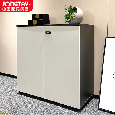 中泰(jongtay)办公柜子文件柜矮柜木质隔断桌边柜资料柜档案柜密码柜静谧黑 J-DSCP-CA08