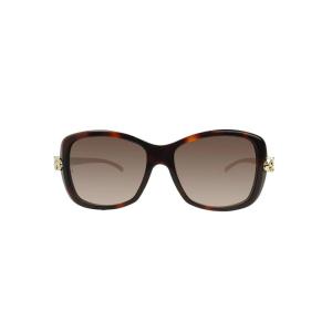 Cartier醋酸纤维棕色方框太阳镜女镜腿标识有色镜片