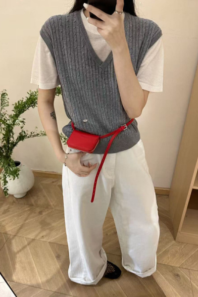 韩系 假两件短袖针织衫女装25新款羊毛麻花V领撞色T恤薄春款上衣