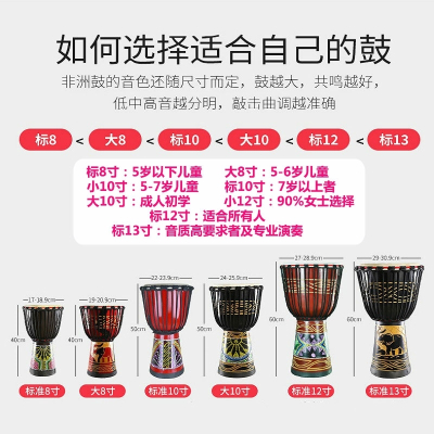 非洲鼓手鼓儿童幼儿园初学者8寸10寸12寸丽江成人学生手拍鼓大8-海豚/红棕图案备注送赠品