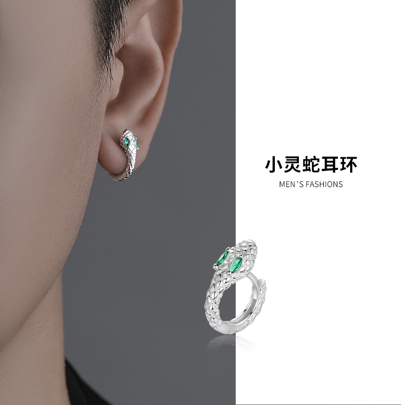 999纯银小灵蛇耳环男女个性痞帅高级感单只耳钉2025新款潮耳饰品送女朋友老婆情人节七夕生日礼物