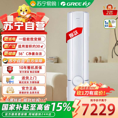 格力空调臻新风变频冷暖2匹 一级能效净菌自洁双向换气UVC除菌wifi 智控 家用智能客厅立式空调柜机 2匹 一级能