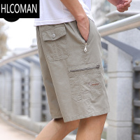 HLCOMAN夏季休闲工装裤男薄款五分裤水洗棉5分短裤宽松大码拉链口袋