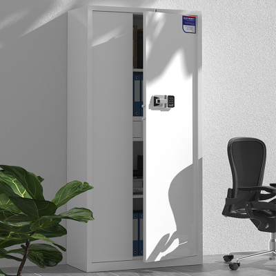 绵冠保密柜文件柜双保险铁皮柜办公资料柜档案柜钢制防盗密码柜灰白 智能密码锁通门带抽保密柜