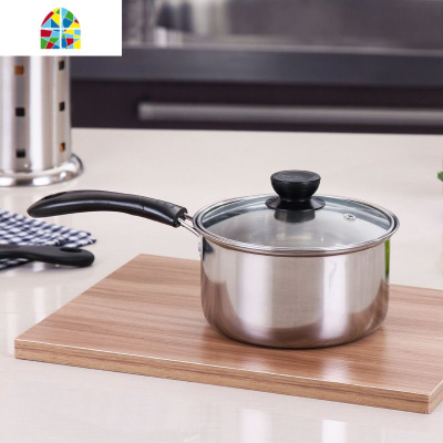 不锈钢奶锅电磁炉两用多功能平底小锅汤锅面条锅 FENGHOU 18cm足尺单柄奶锅