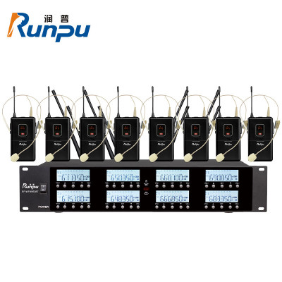 润普Runpu国产化专业会议话筒 无线一拖八头戴麦克风RP-WFM9608T