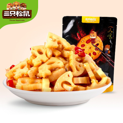 满300减210[三只松鼠黑鸭味脆莲藕 150g]休闲零食卤味小食