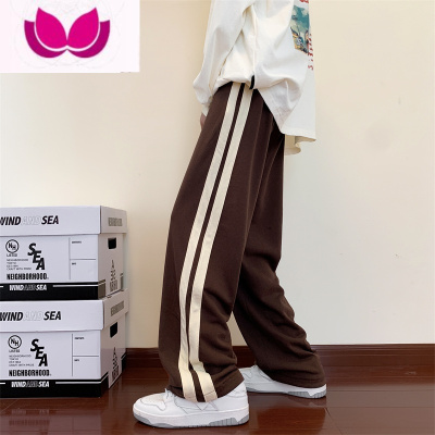七斓美式运动卫裤男士港风潮流百搭直筒裤潮ins侧边条纹阔腿裤