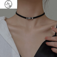 JiMi925银银黑色choker项链女2023年新款潮2022脖颈链颈带项圈锁骨链
