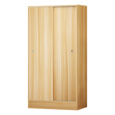 全简移门更衣柜木质衣柜员工宿舍更衣柜简约现代推拉门衣柜浅胡桃色1800*800*500