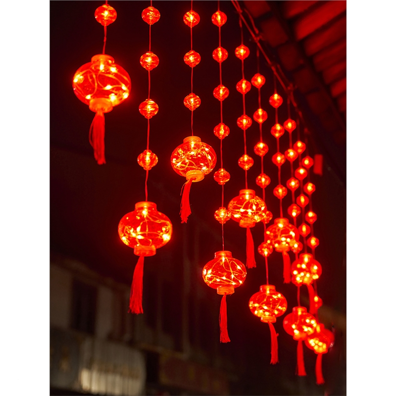 阿斯卡利装饰彩灯闪灯串灯满天星红灯笼挂饰家用过年春节元宵节布置