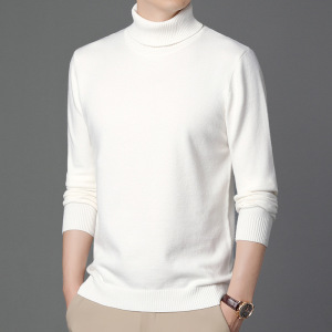 羊毛衫秋冬新款男士高领毛衣加厚保暖纯色青年针织衫男打底