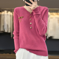 大码V领针织衫女装春新款毛衣宽松气质外穿长袖针织打底衫女