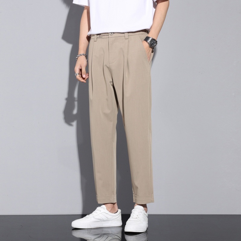 男装男士小西装裤夏季薄款九分裤男潮流弹力款时尚休闲西装裤