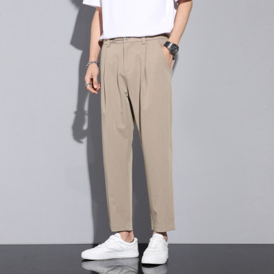 男装男士小西装裤夏季薄款九分裤男潮流弹力款时尚休闲西装裤