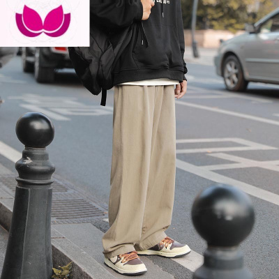 七斓日系cityboy裤子男潮牌春季直筒宽松慵懒坠感工装裤卡其色休闲裤