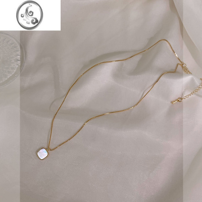 JiMi方形几何贝壳项链女款轻奢小众锁骨链高级感配饰2023新款简约颈链