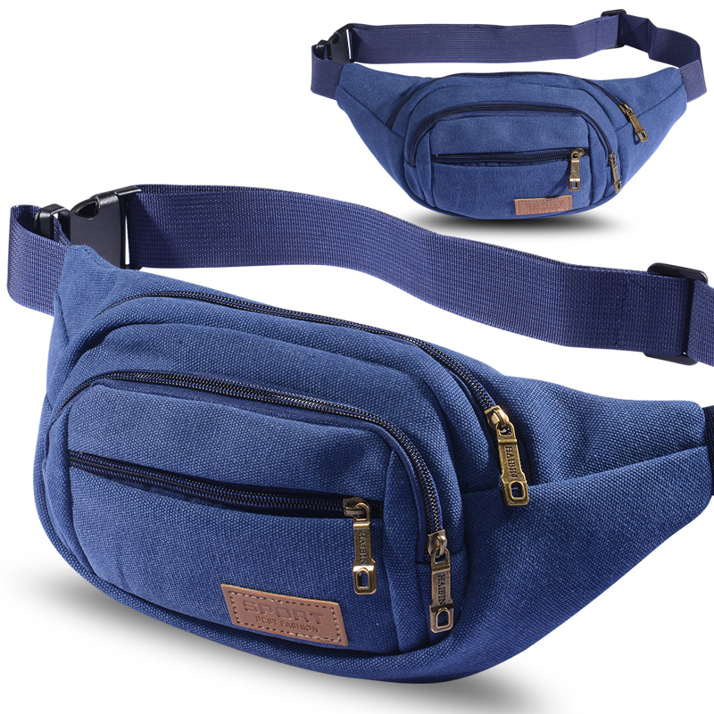 闪电客帆布腰包男女新款斜跨包户外大容量生意收钱多功能迷你