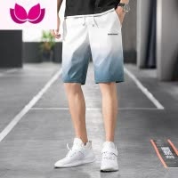 七斓速干短裤男士夏季外穿薄款渐变沙滩裤潮牌冰丝五分休闲运动中裤子