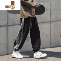 YANXUoversize裤子ins高街潮牌美式灯芯绒卫裤男款九分束脚运动裤