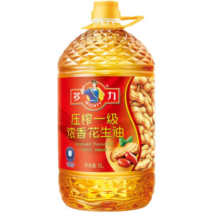 多力物理压榨一级浓香花生油5L一级物理压榨食用油家用植物油桶装炒菜烹饪营养油