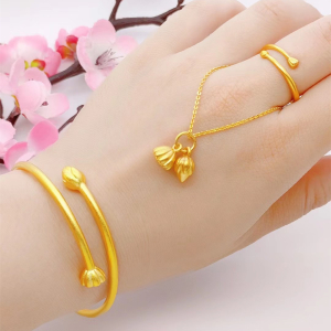 仿越南沙金古法金传承手镯手链小众设计手串假黄金两世欢久不掉色送女朋友老婆情人节七夕生日礼物