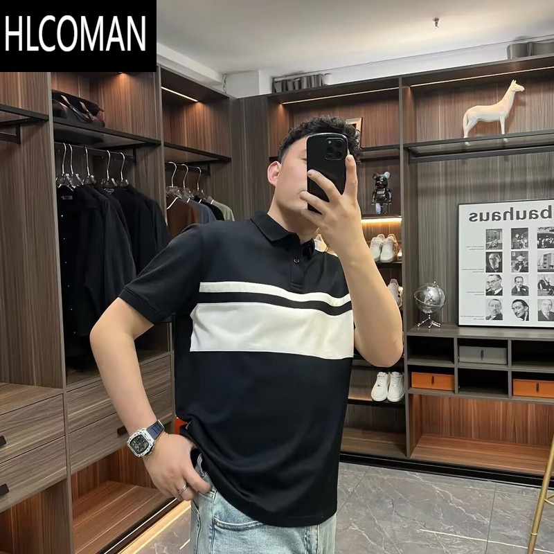 HLCOMAN高端时尚Polo衫男短袖 夏季新款潮流拼色休闲百搭简约翻领半袖T恤