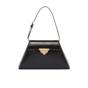 女款纳帕皮徽标翻盖单肩包可调节手柄金属扣休闲百搭小包