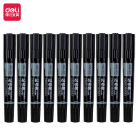 得力(deli) S555 大双头粗头多用物流记号笔签字笔 办公文具教学会议笔马克笔 10支/盒 黑色