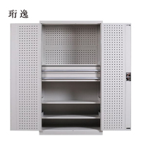 珩逸工具柜加厚铁皮储物柜工厂车间用带抽屉汽修多功能收纳柜通门内二抽柜灰白色