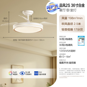 欧普智控隐形扇风扇灯吊灯客厅餐厅卧室简约现代电扇灯具吊扇FS
