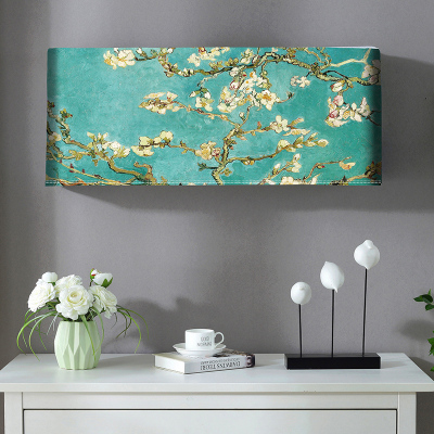 幸福派 挂机空调罩格力美的挂机空调防尘罩开机不取卧室1.5P匹挂式空调罩套盖布 4001梵高杏花 86*20*35cm