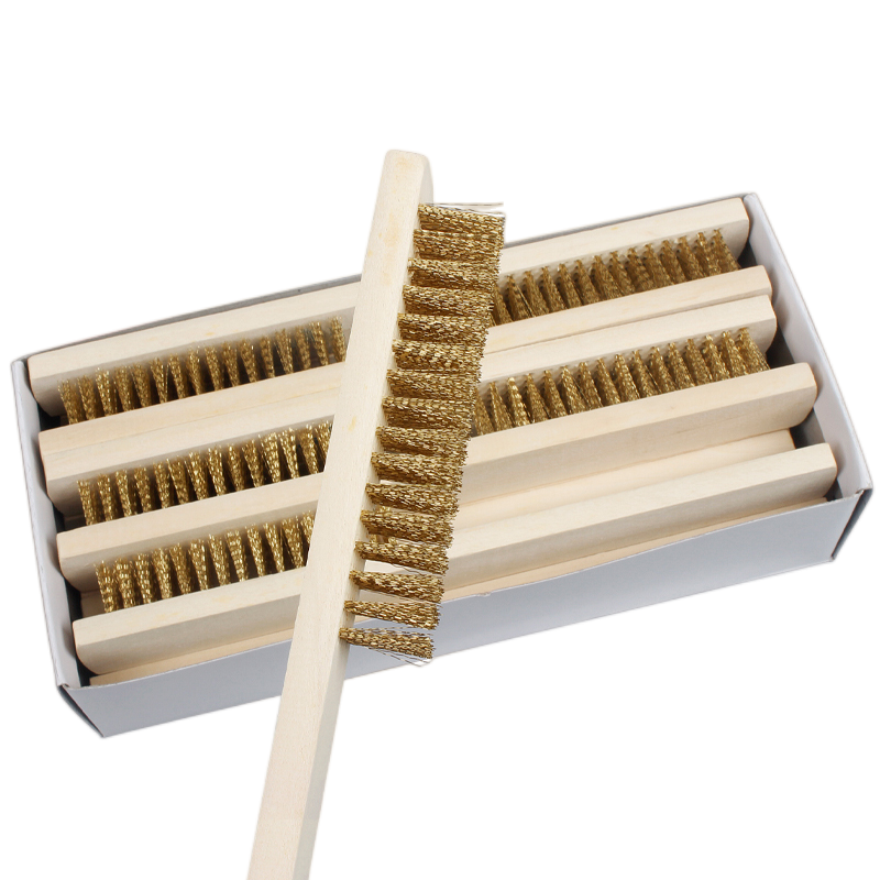 不锈钢铜丝刷8*16排(1盒/12支)230*31.2*30mm 铜丝刷木柄除锈文玩刷子烧烤刷子清洁刷