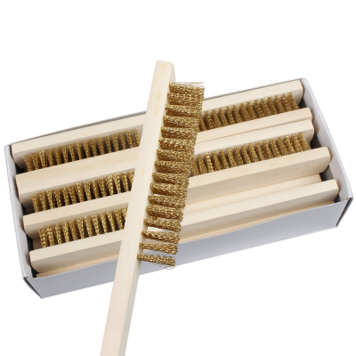 不锈钢铜丝刷8*16排(1盒/12支)230*31.2*30mm 铜丝刷木柄除锈文玩刷子烧烤刷子清洁刷