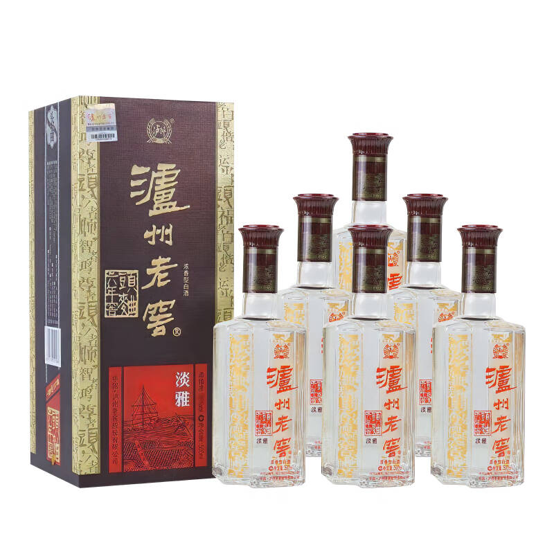 泸州老窖六年窖头曲淡雅 52度500ml*6瓶原箱 新老版本日期随机