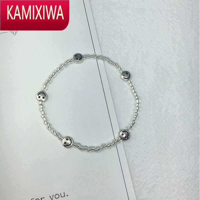 kamixiwa自制彩色手链彩色珠子笑脸串珠ins博主网红手串泫雅风一雯白