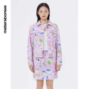 [1件5折价:279.5]美特斯邦威女时尚潮款印花牛仔外套