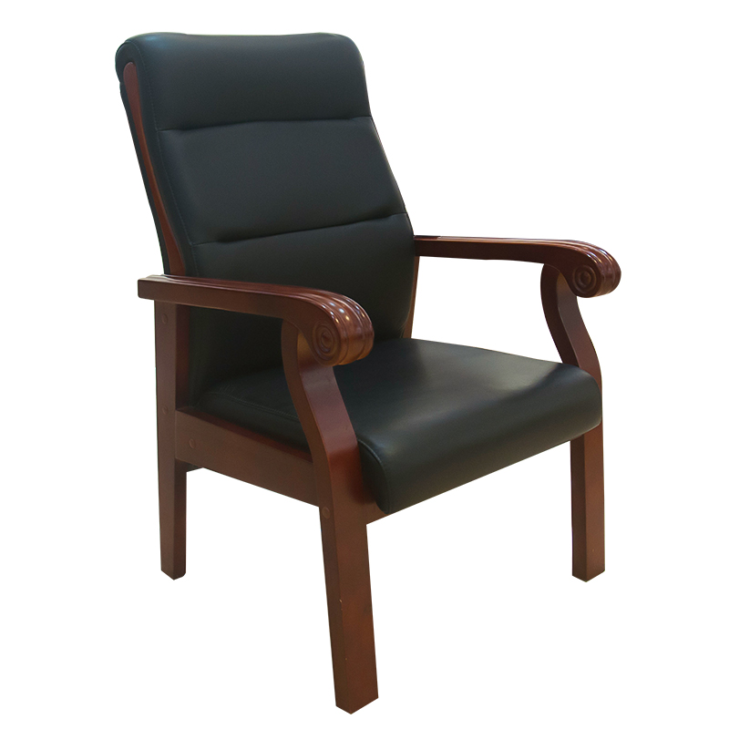 榭邦309会议椅办公家具 办公椅家用椅子座椅会议椅洽谈椅木架皮办公椅电脑椅