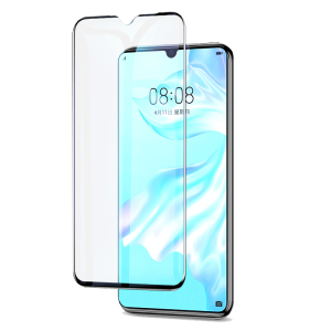 轻万适用华为p30钢化膜huawei玻璃贴膜全屏高清丝印黑色P30手机保护贴膜