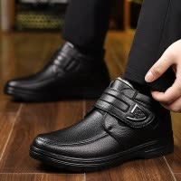 棉鞋男冬季皮鞋保暖加绒真皮男士老人爸爸中老年加厚牛皮羊毛男鞋